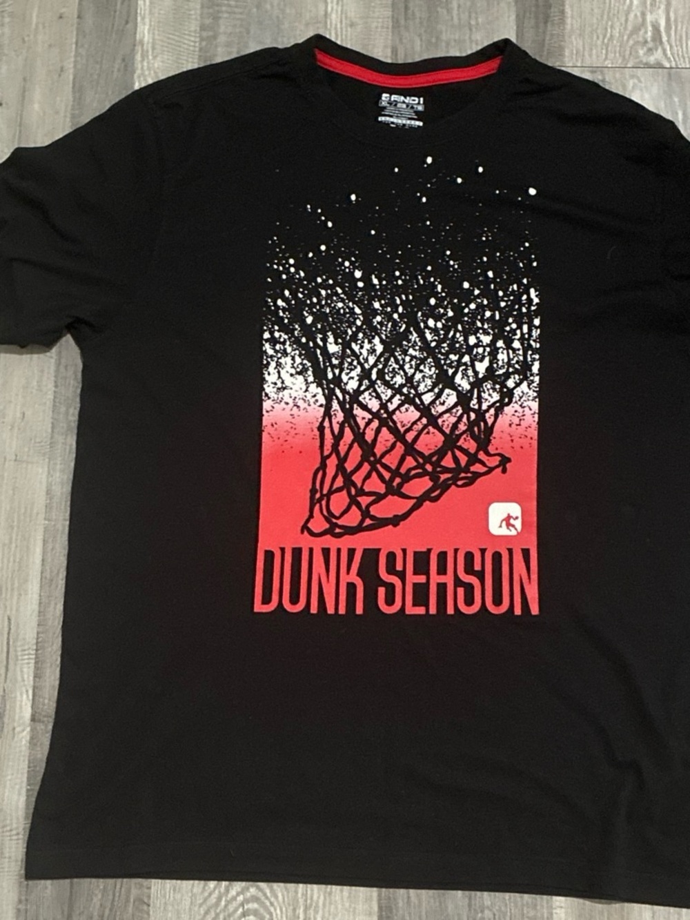 And1 Black Tee with Red Basketball Graphic